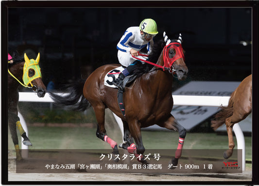 クリスタライズ号「やまなみ五湖「宮ヶ瀬湖」「奥相模湖」賞Ｂ３選定馬」勝利記念オリジナル写真プレート