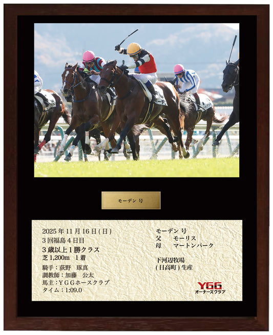 モーデン号「3歳以上1勝クラス」勝利記念オリジナル額装