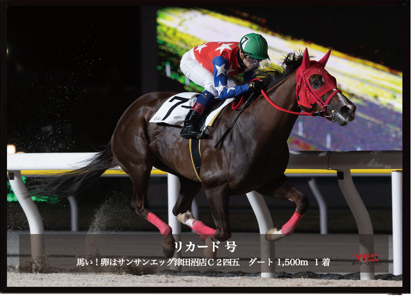 リカード号「馬い！卵はサンサンエッグ津田沼店 Ｃ２四五」勝利記念オリジナル写真プレート