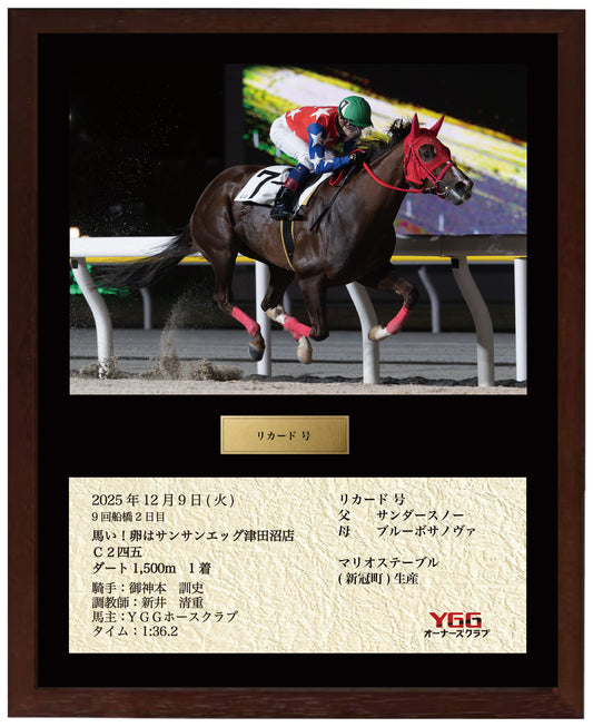 リカード号「馬い！卵はサンサンエッグ津田沼店 Ｃ２四五」勝利記念オリジナル額装