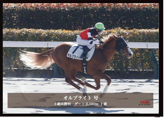 オルブライト号「3歳未勝利」勝利記念オリジナル写真プレート