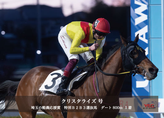 クリスタライズ号「埼玉の酪農応援賞　特別Ｂ２Ｂ３選抜馬」勝利記念オリジナル写真プレート